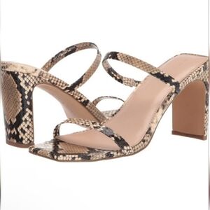 The Drop NWT Avery Square Toe Two Strap High Heeled Sand Sandal